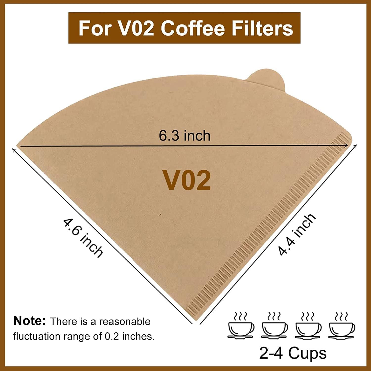 Detalle de Clinuse Cone Coffee Filters #2 (02) — 200 Count, Unbleached, 2–4 Cup Cone Filters