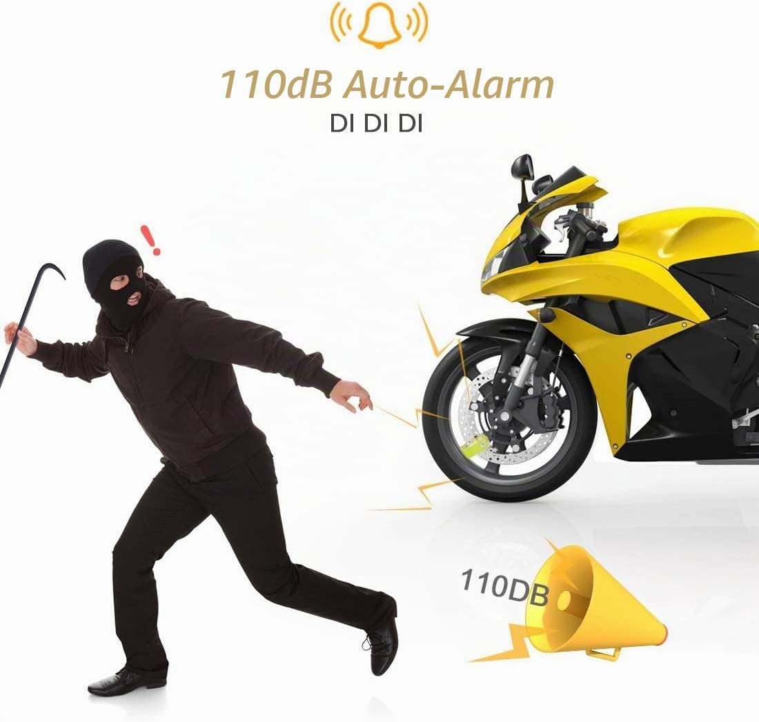 Detalle de AGPTEK Bremsscheibenschloss mit Alarm – 110 dB Diebstahlschutz für Motorrad, Fahrrad und Roller