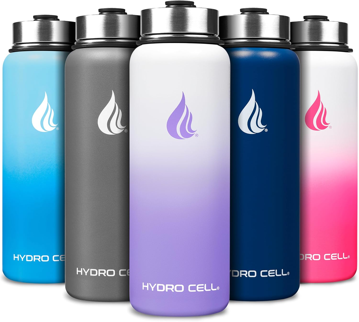 HYDRO CELL 40oz Stainless Steel Insulated Water Bottle with Straw (Lavender/White)