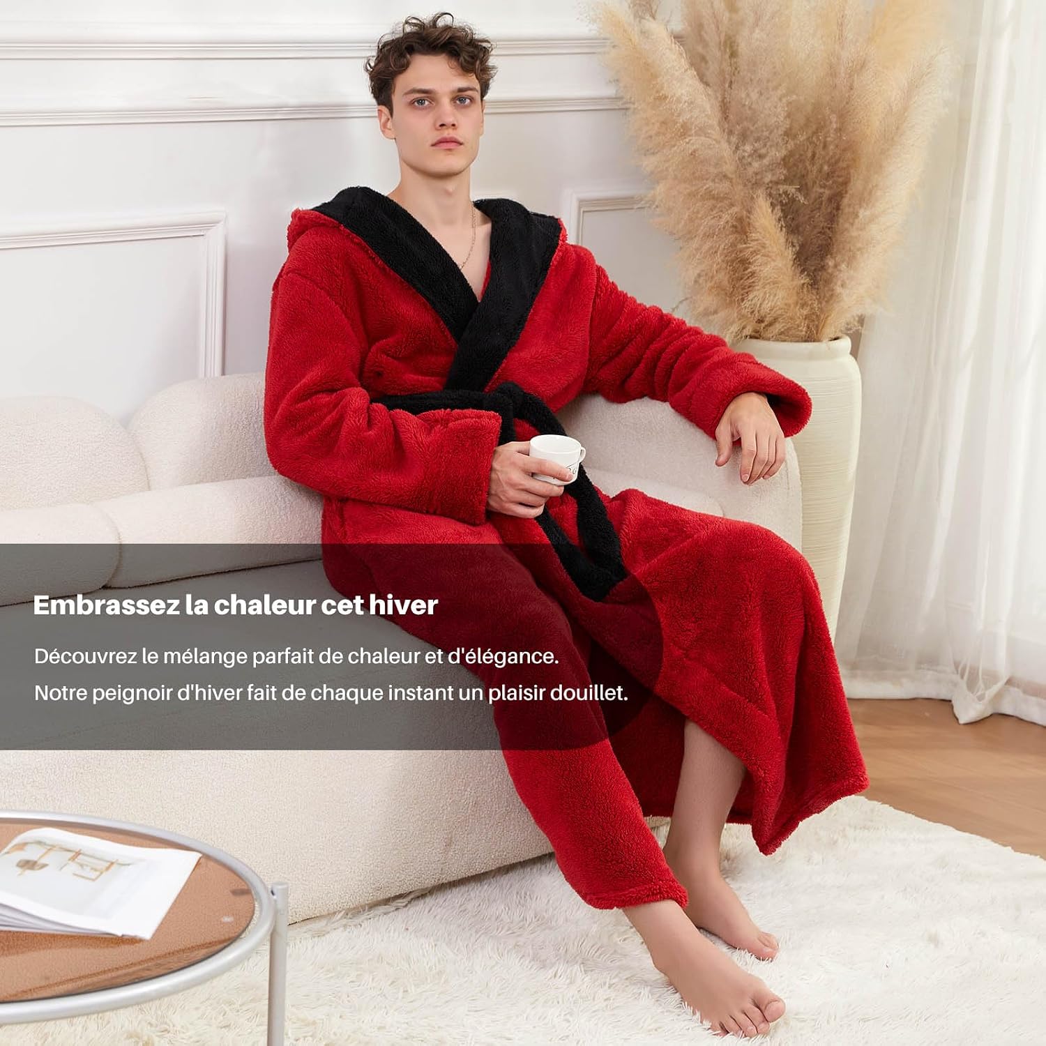 Thumbnail 6 de PUTUO peignoir long homme à capuche en polaire pilou-pilou (L à XXL)