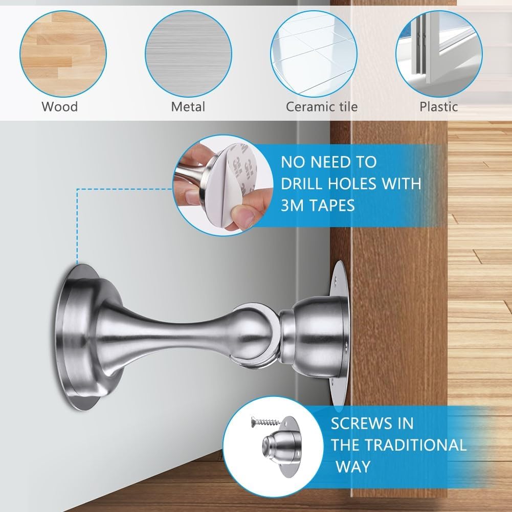 Detalle de flintronic Magnetic Door Stoppers (1 Pack) with 3M Self-Adhesive and Magnetic Catch