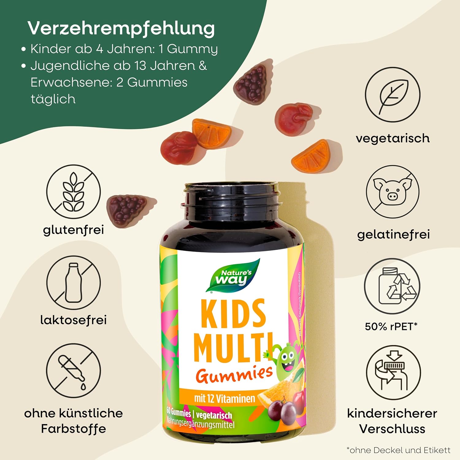 Detalle de Vitamine Kinder Multivitamin Gummibärchen – Immunsystem stärken ab 4 Jahren