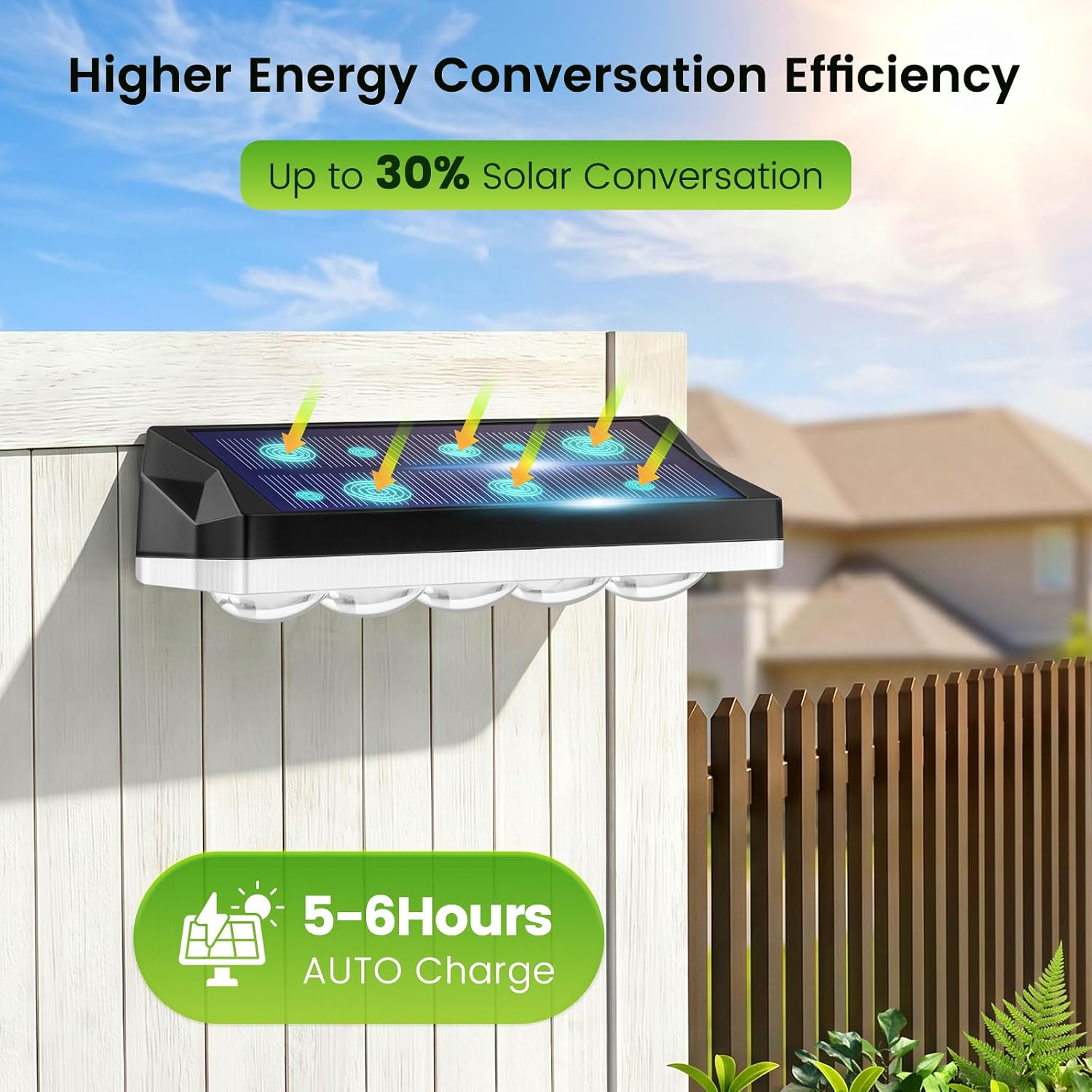 Detalle de Solar Fence Lights Outdoor: 6-Pack with 40 Modes, 5 Lenses, 8 Colours and RGB Options