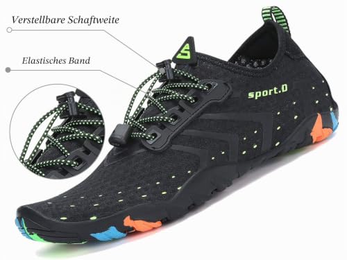 Detalle de SAGUARO Badeschuhe Herren & Damen Barfuß Aquaschuhe – Barfußschuhe mit rutschfester Sohle, Schwarz, Gr. 44