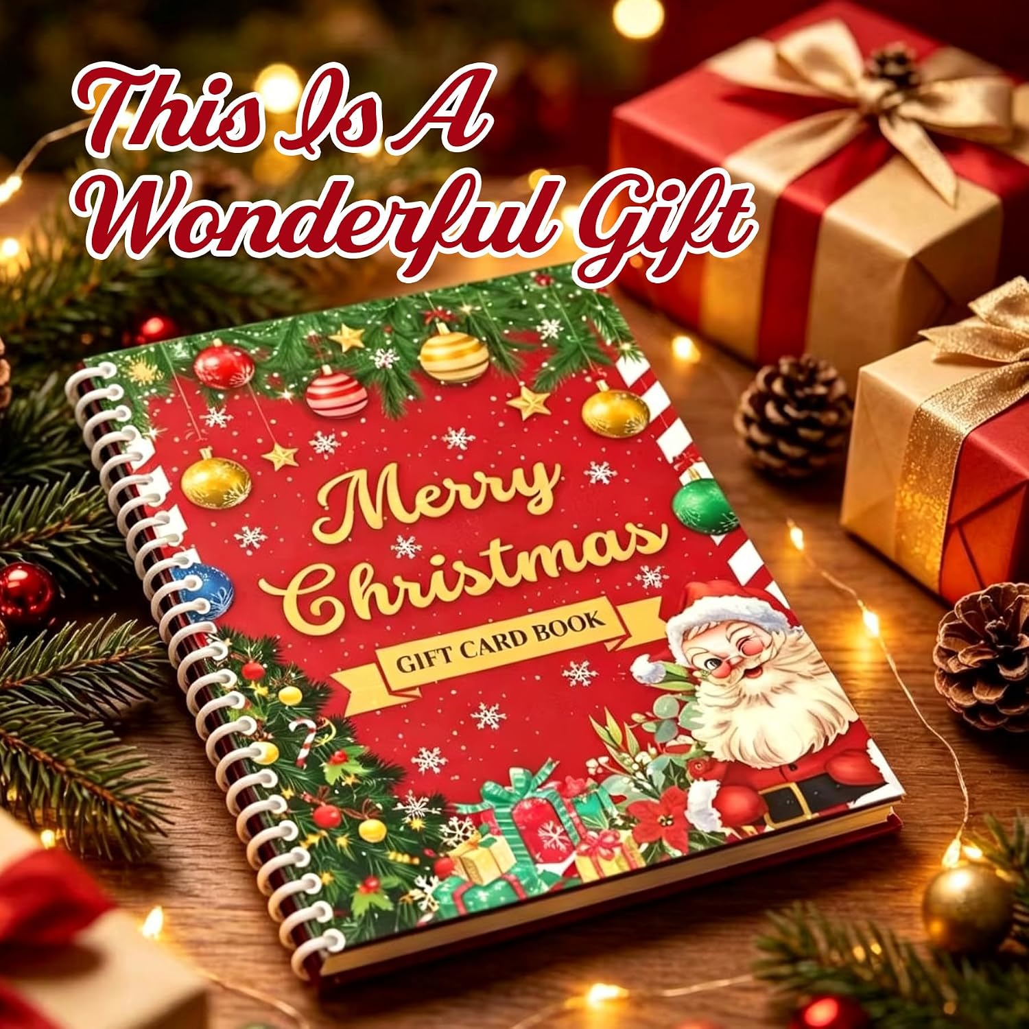 Detalle 2 de FCNHHDK Christmas Gift Card Booklet, 15-Page Spiral-Bound DIY Holder
