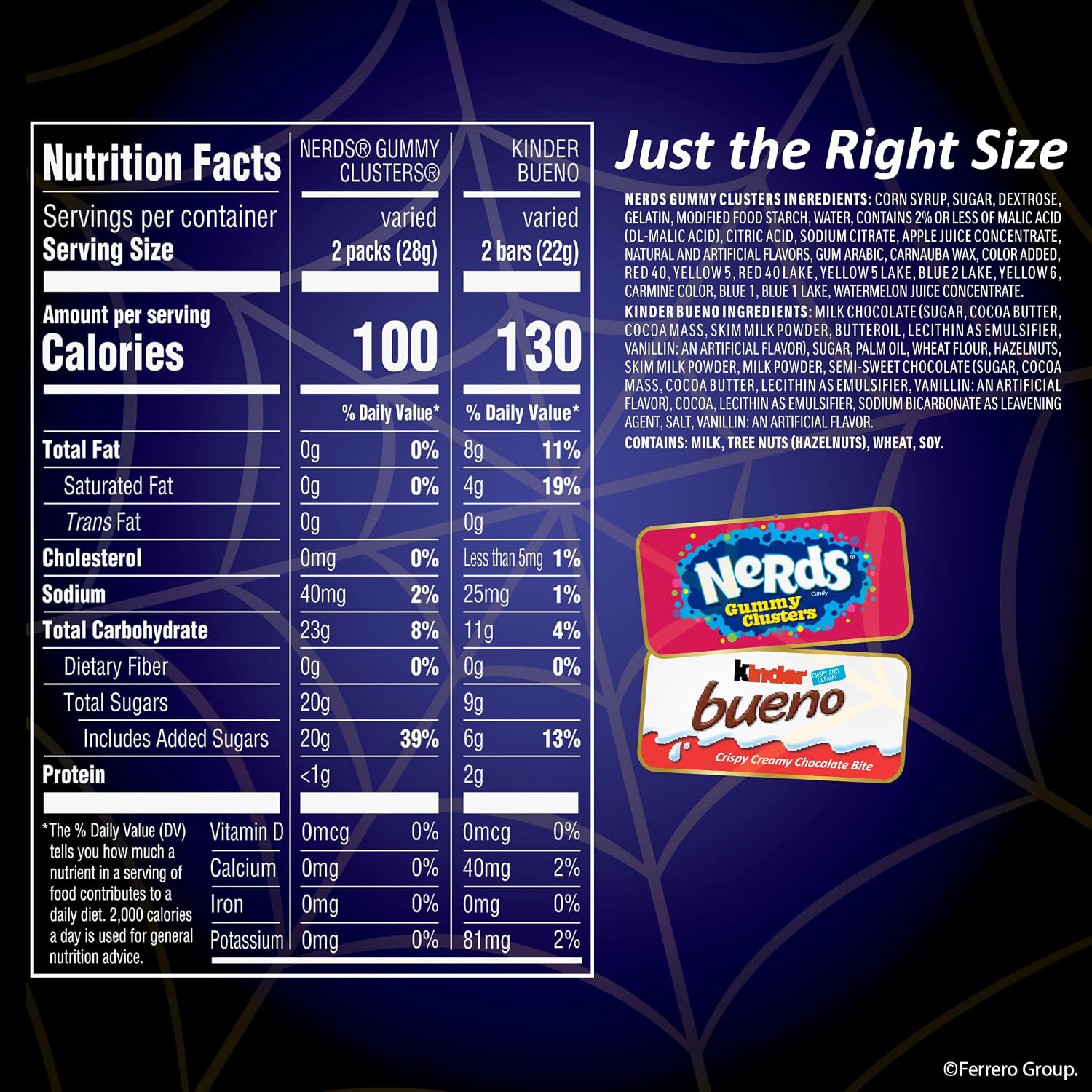 Detalle de Kinder Bueno & NERDS Gummy Clusters Halloween Variety Pack, 60 Pieces