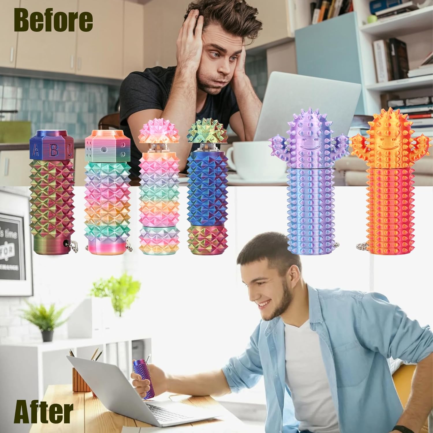Detalle de 2Pcs Button Click, Spinners, Portable Stim Tool by Little Ouchies – 3-in-1 Anxiety Relief Fidget Pocket Toy