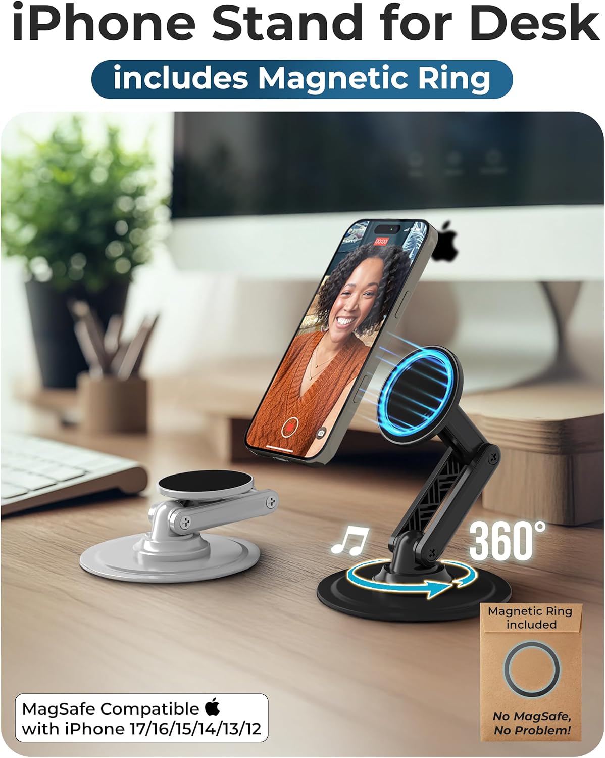 Detalle de COOPER Mag360: supporto magnetico da scrivania con rotazione a 360° per iPhone 12–17