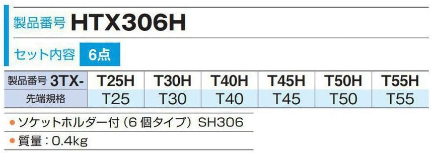 Thumbnail 6 de トネ(TONE) HTX306H トルクスソケットセット いじり防止タイプ・6点・差込角9.5mm