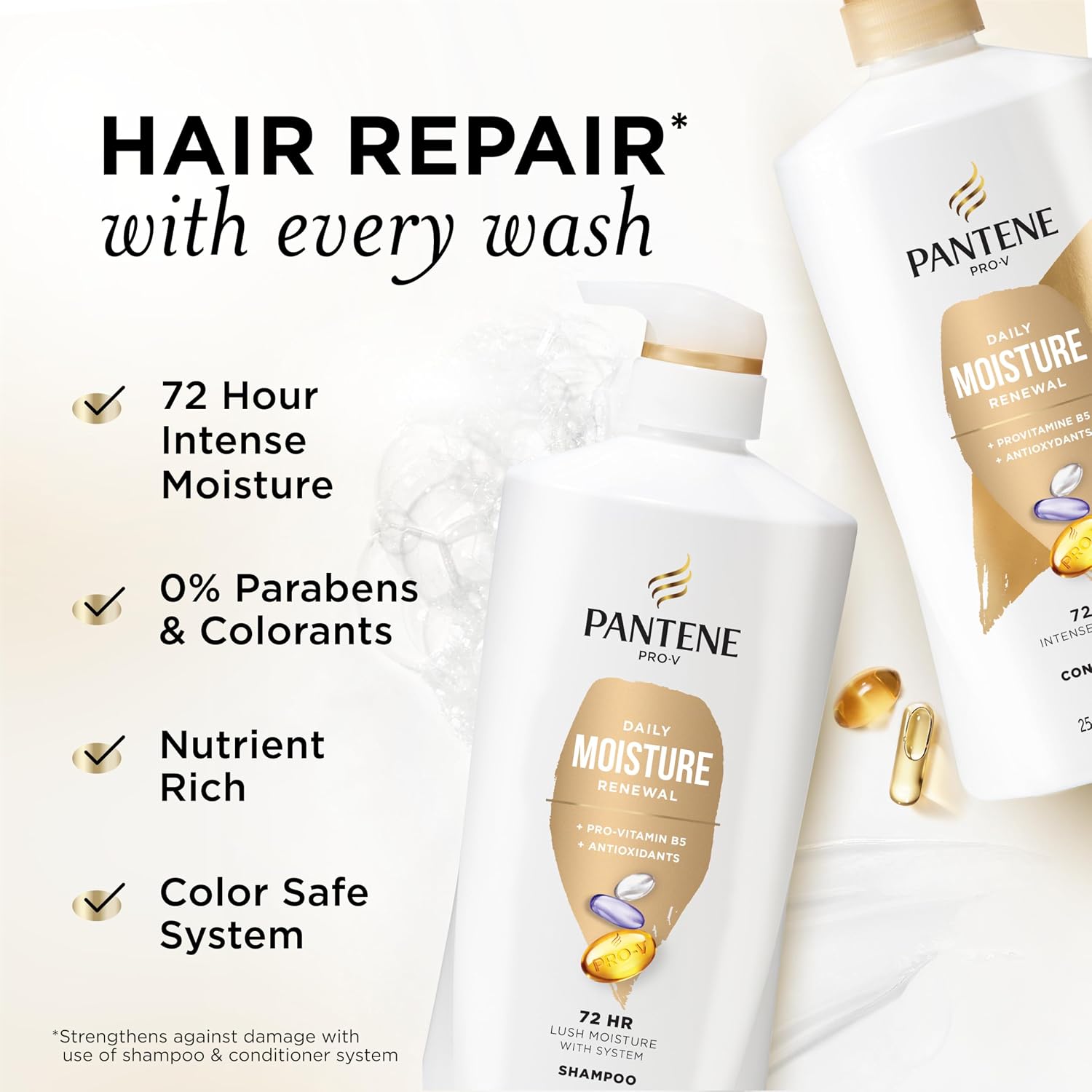 Detalle de Pantene Shampoo & Conditioner, 72-Hour Hydration ⚡