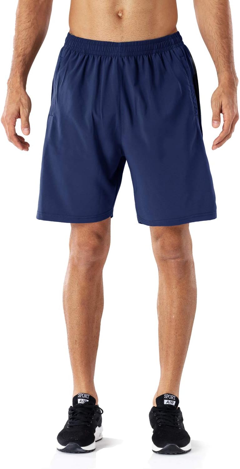 Detalle de HMIYA Herren Sport Shorts: Schnell trocknend, mit Reißverschlusstaschen