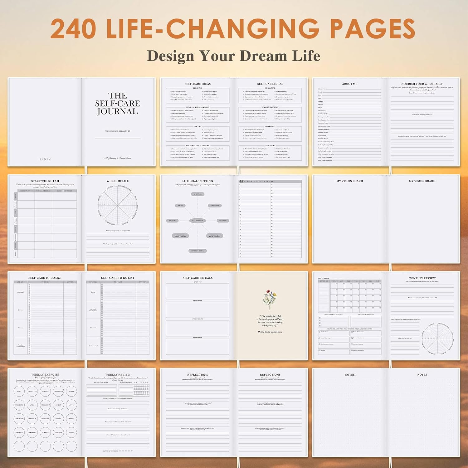 Detalle de Lanpn Self Care Journal for Women: 91-Day Guided Journal for Mindfulness and Self-Love
