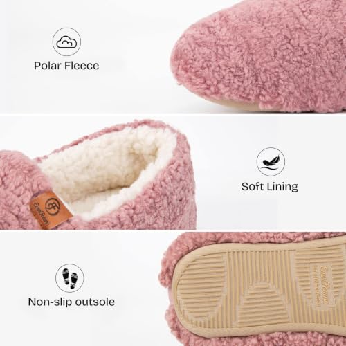 Detalle de EverFoams Women Faux Shearling Indoor Slippers (Pink, UK 7-8) – Comfort Meets Quiet Warmth