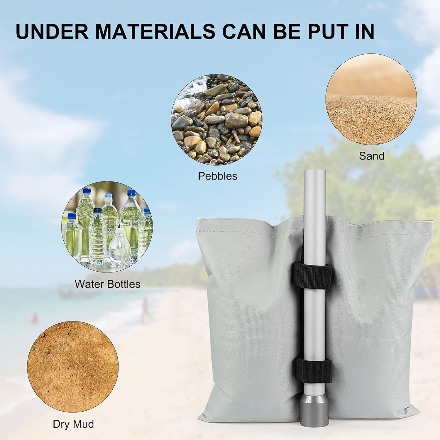 Thumbnail 3 de RIOGOO set da 4 sacchi di sabbia per gazebo/tenda pop up con doppia cucitura e chiusura doppia zip