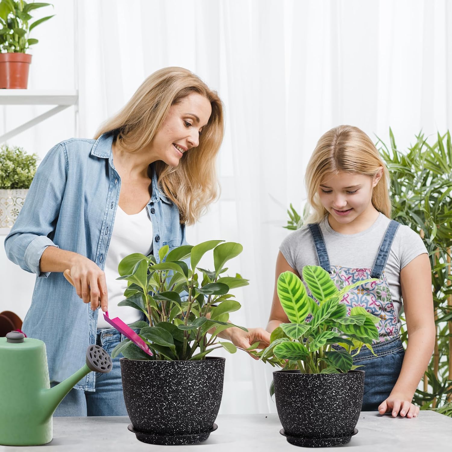 Thumbnail 6 de CSYY 25/23/20cm Plant Pots Indoor – Large Plastic Self-Watering Trio with Tray