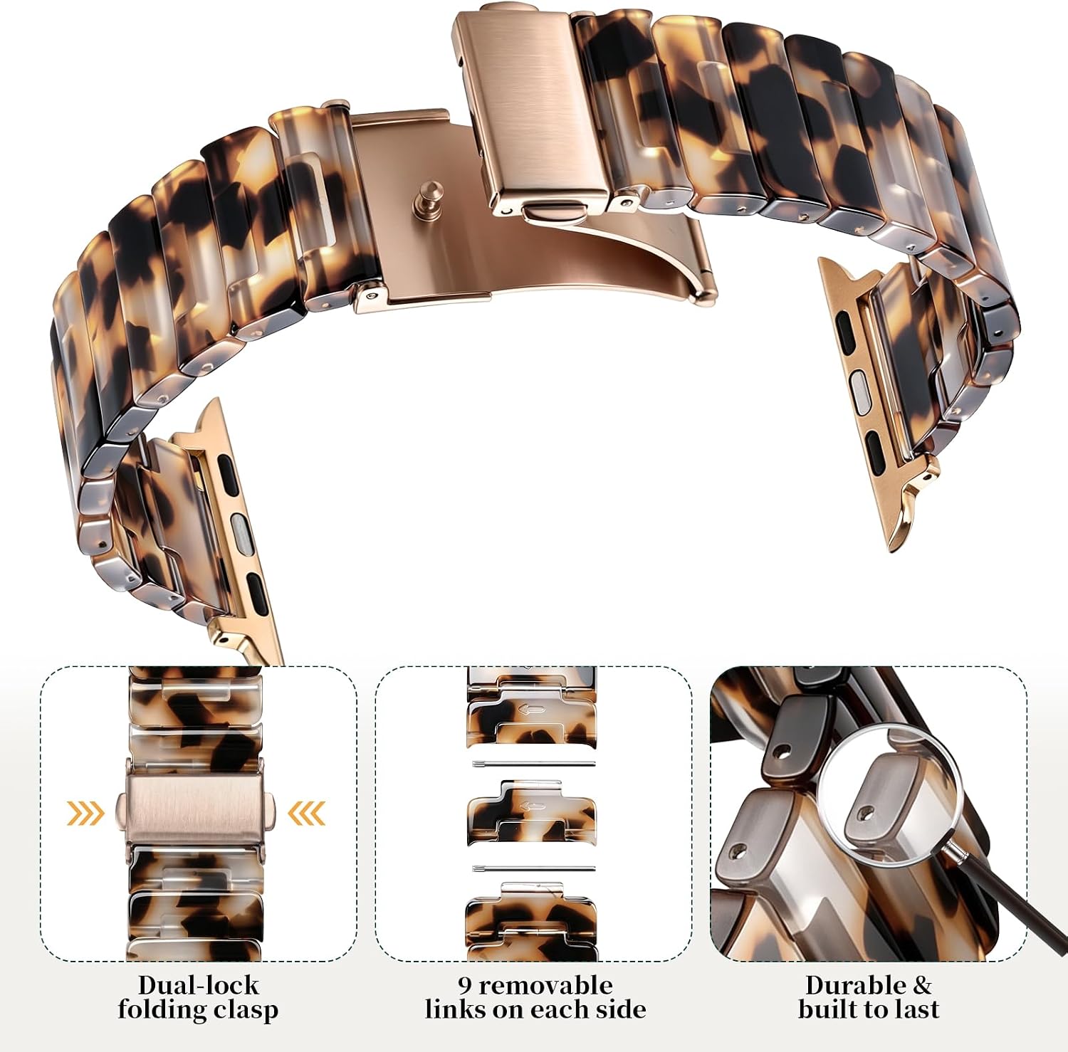 Detalle de Wutwuk Resin Straps for Apple Watch (46mm/44mm/45mm/49mm/42mm) with Stainless Steel Buckle