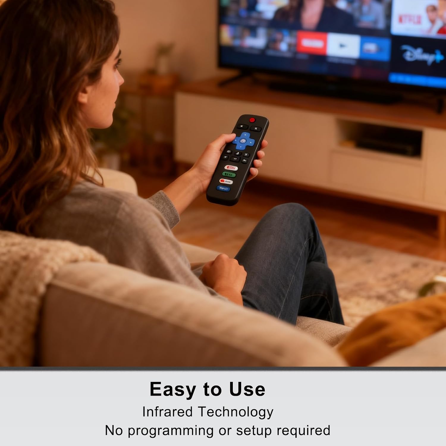 Detalle 2 de Luyeper Replacement Remote Control for Roku TV (IR) — Works with TCL, Hisense, Onn Roku TVs and more