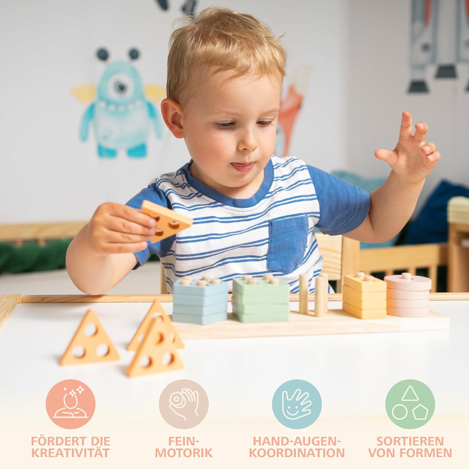 Detalle 2 de Sweety Fox Montessori Holzlernspielzeug für 1‑Jährige