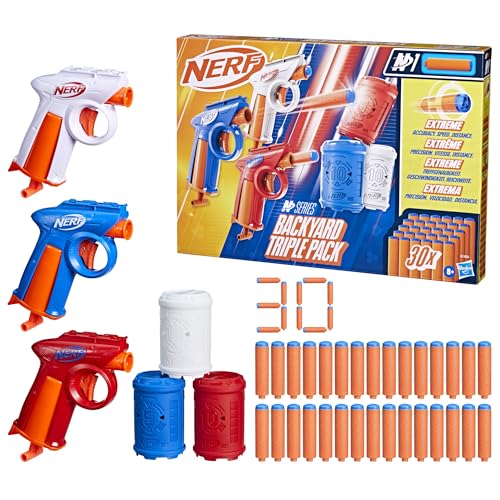 Detalle de Hasbro Nerf N Series Backyard Triple Pack — 3 lanzadores, 30 dardos