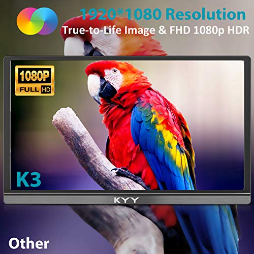 Detalle de KYY Portable Monitor 15.6" 1080P: Slim, versatile screen extender with cover