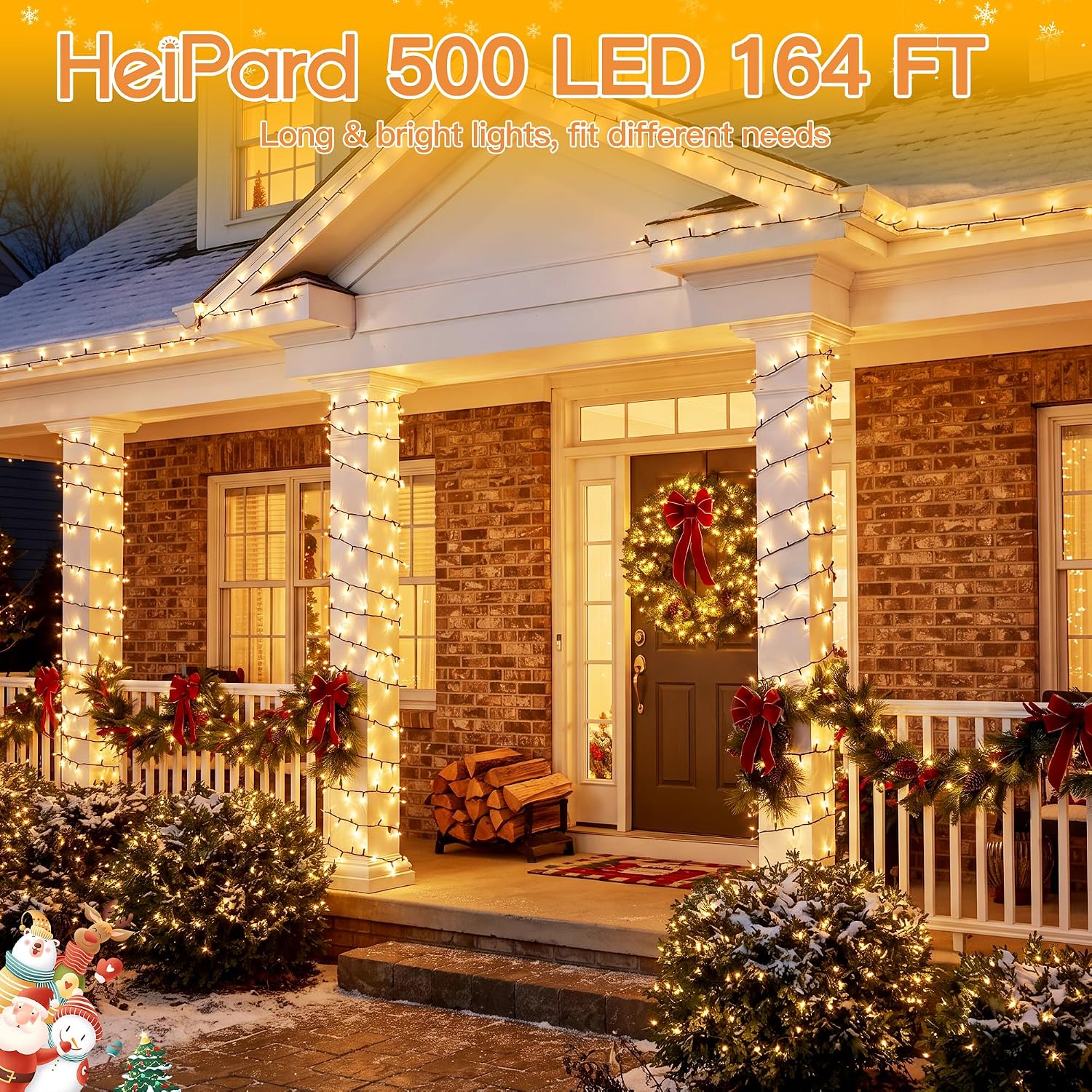 Detalle de HeiPard 164ft Warm White LED Christmas Lights, 500 LEDs, Remote Control