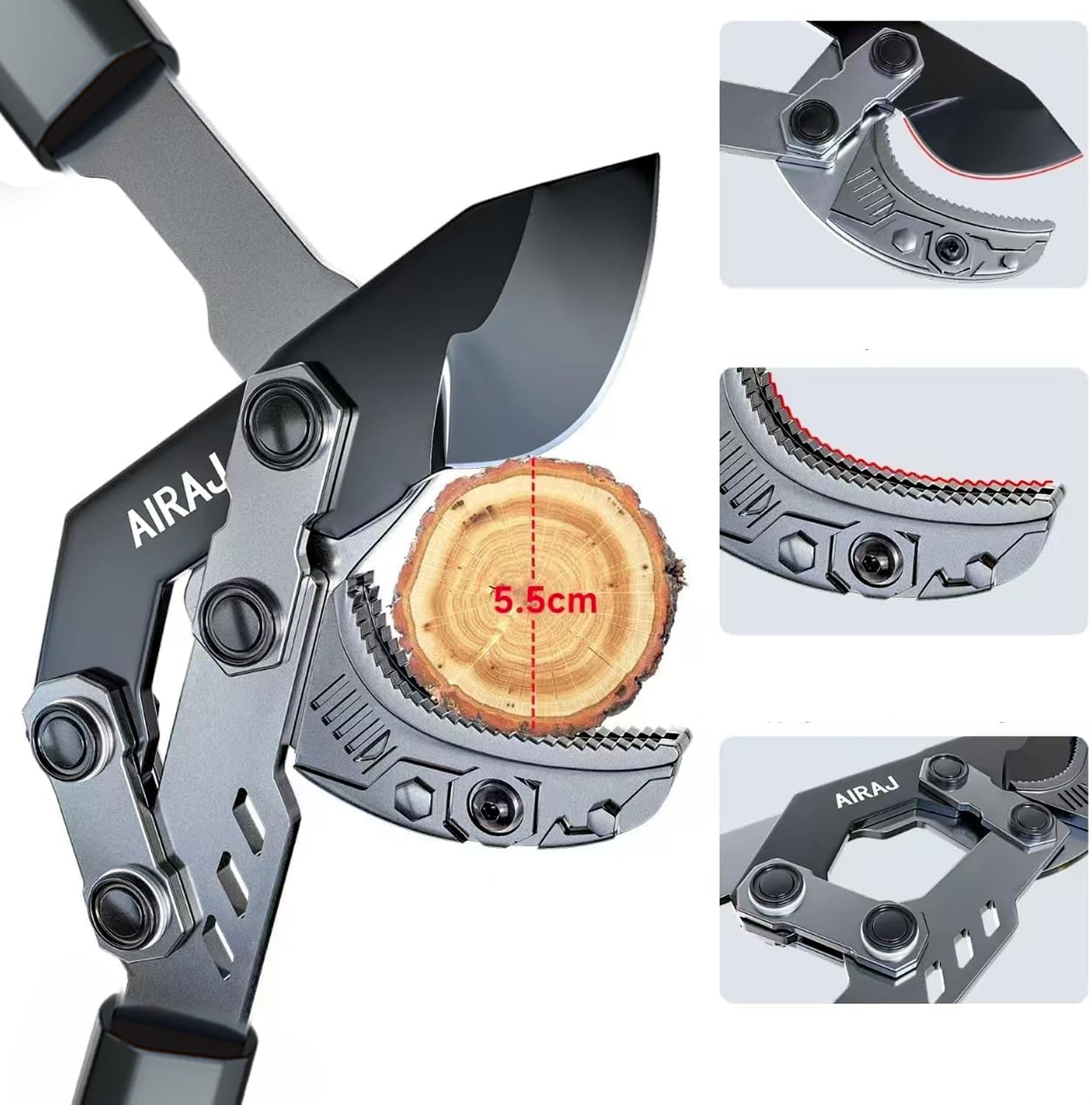 Detalle de AIRAJ Telescopic Anvil Loppers 70-90cm: Practical Pruning Tool for Thick Branches