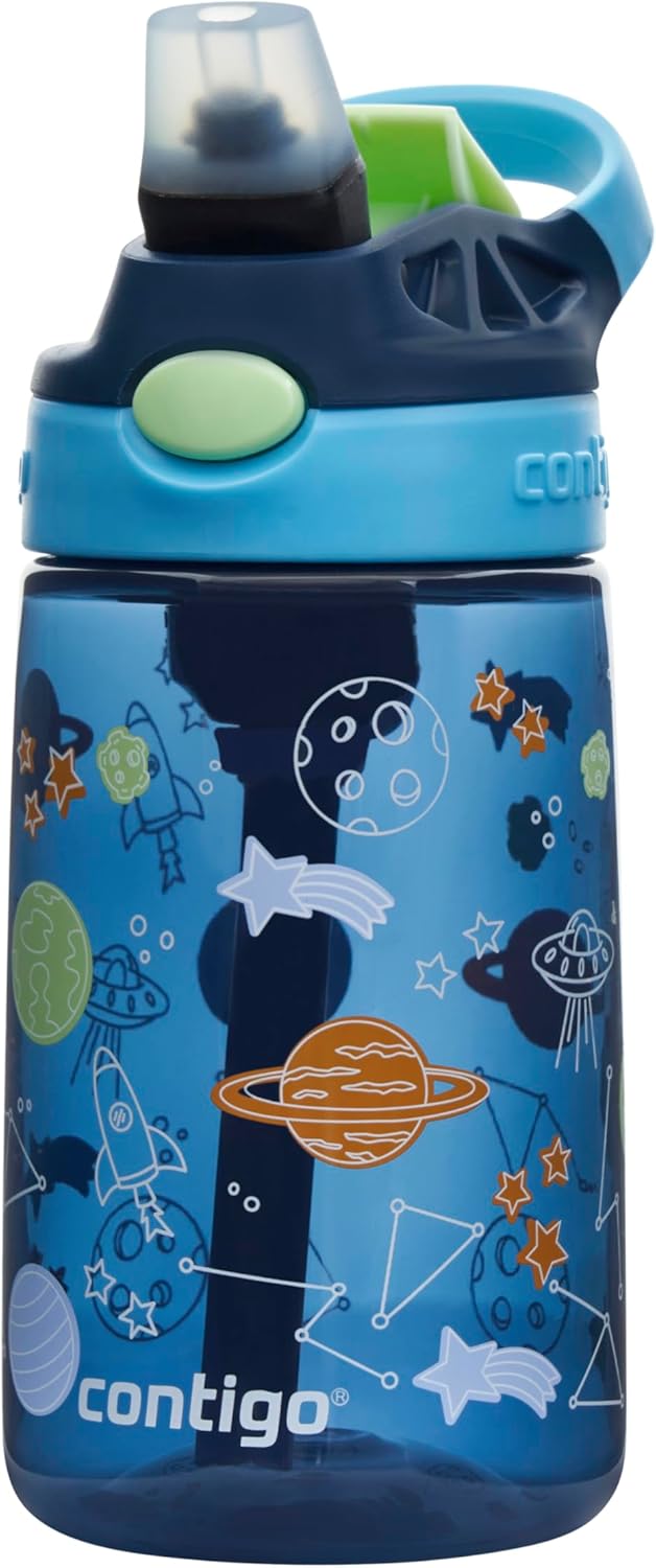 Detalle de Contigo Easy Clean Autospoout Kids Bottle with Straw (420 ml) – Blueberry Cosmos