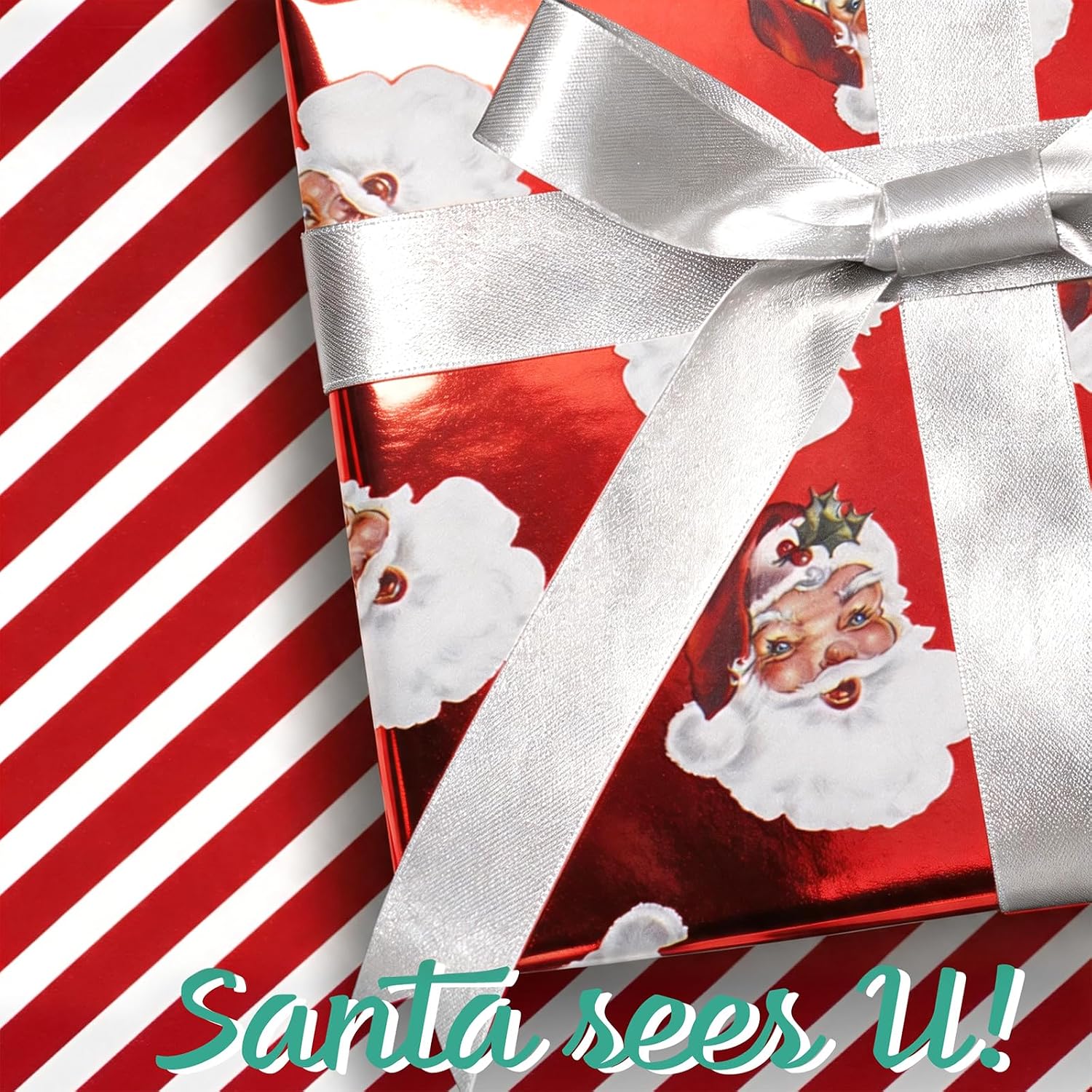 Thumbnail 6 de LaRibbons Vintage Santa Foil Christmas Wrapping Paper, 17-Inch Roll