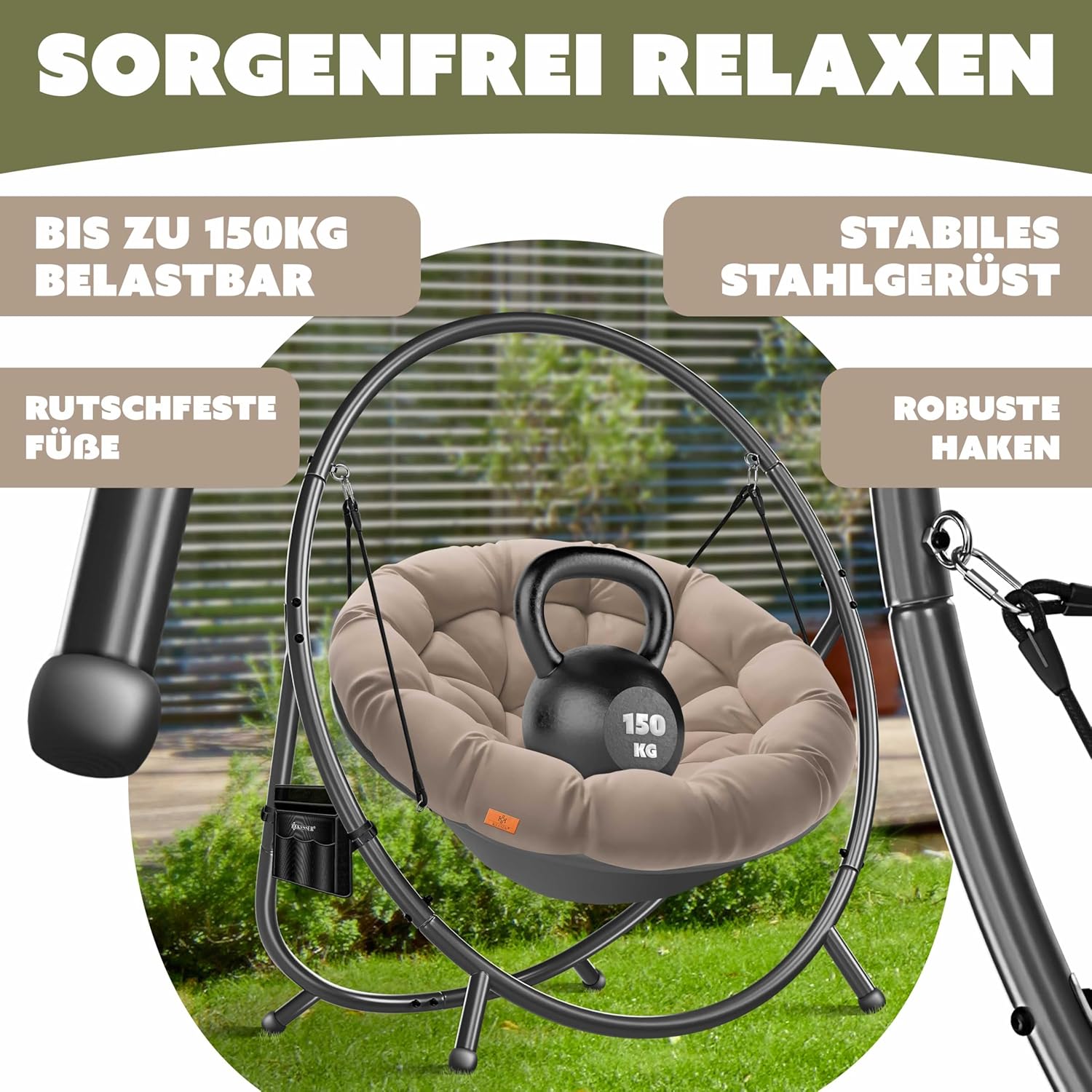 Thumbnail 5 de KESSER Bali Hängesessel mit Gestell 150 kg