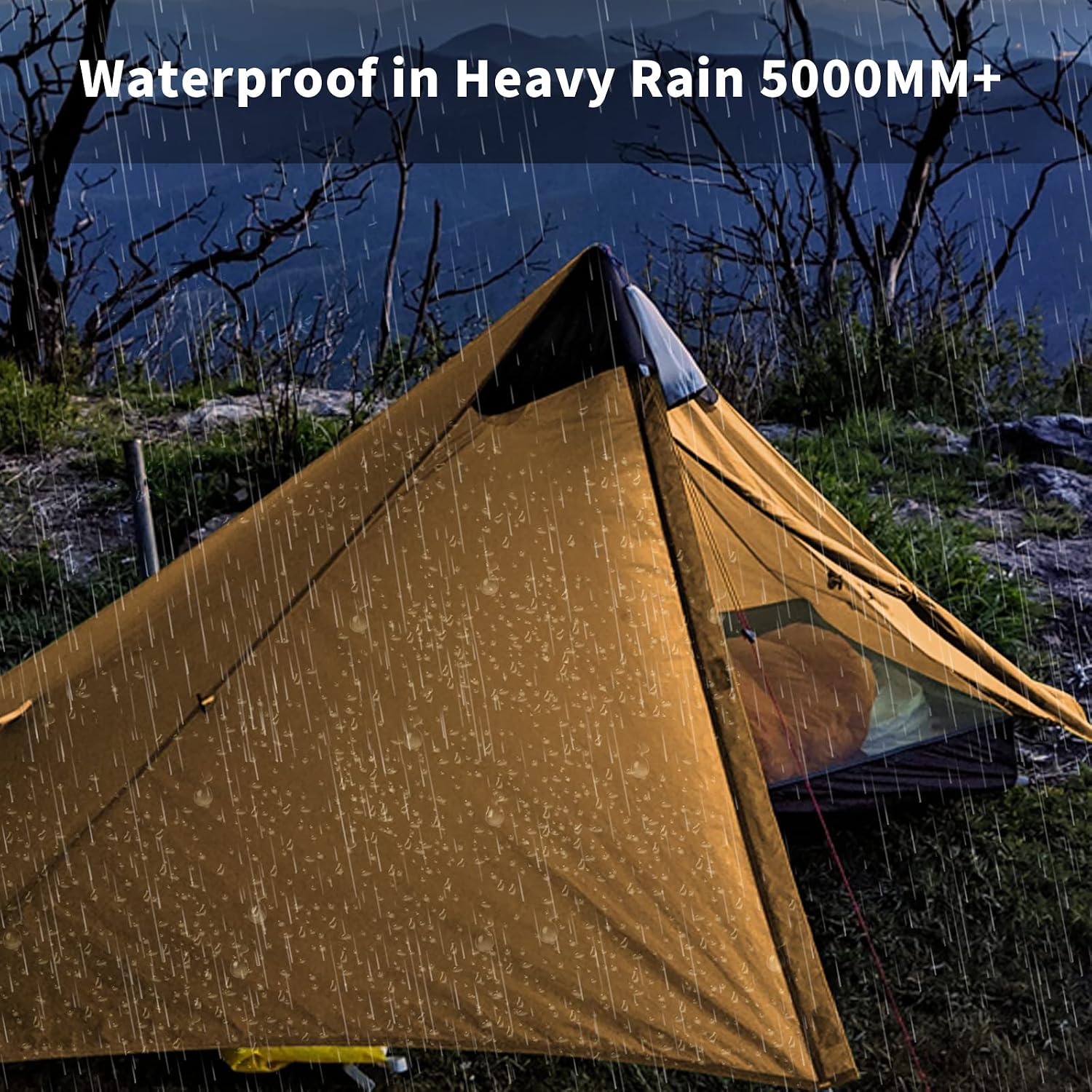 Detalle de Night Cat 1 Mann Ultraleicht-Zelt (wasserdicht) – kleines Packmaß für Trekking, Camping & Radtour