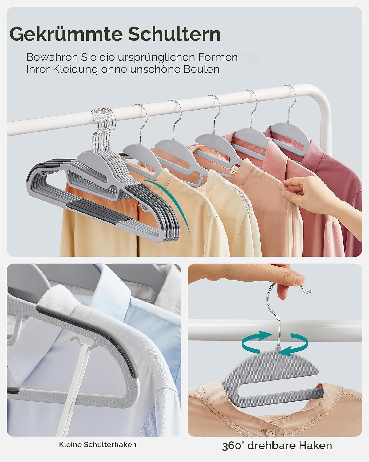 Detalle 2 de SONGMICS Kleiderbügel 20er Set mit 360° Haken