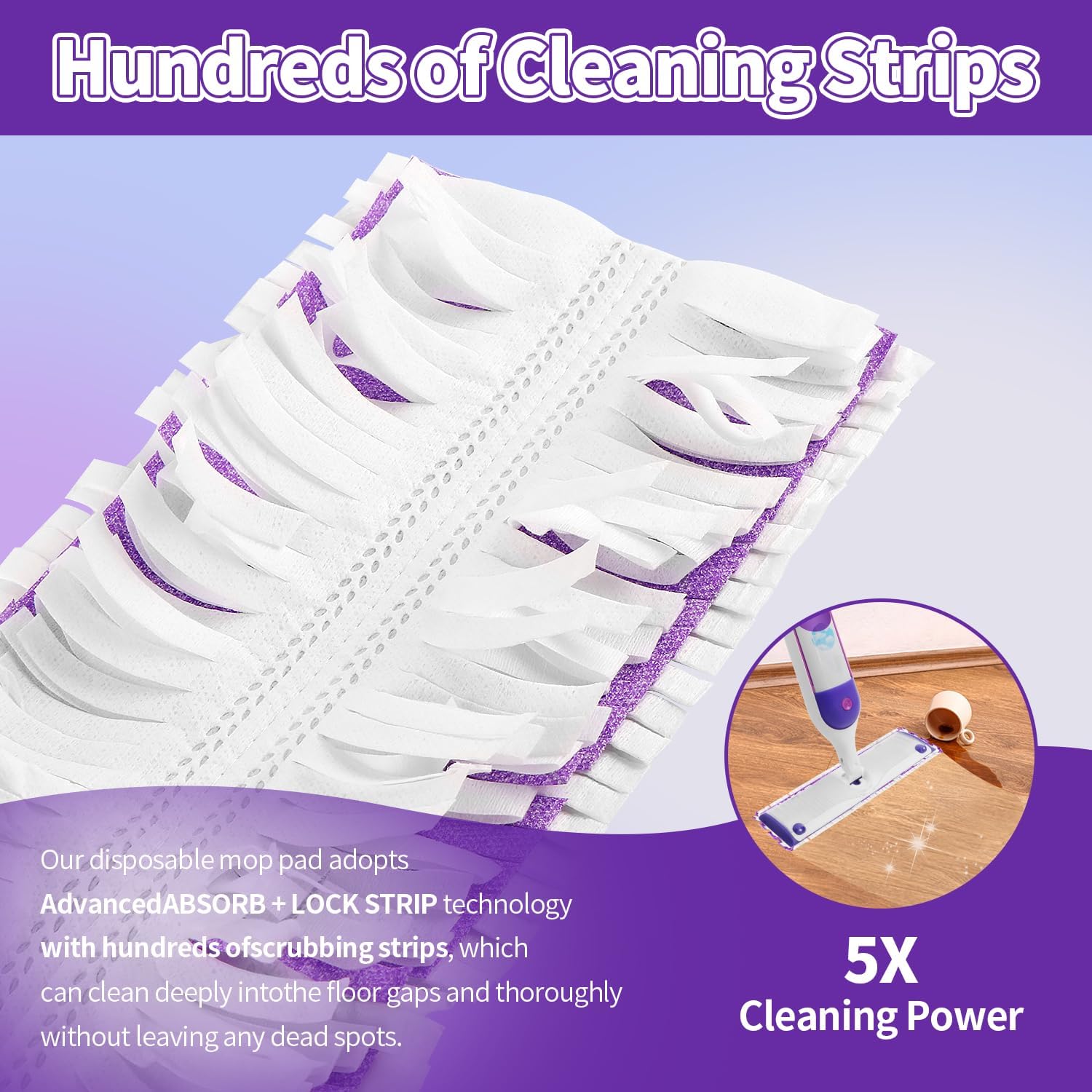 Detalle de ZHAYAO SWPROWYCX Disposable Power Mop Pads, 10-Pack, Wet or Dry Use