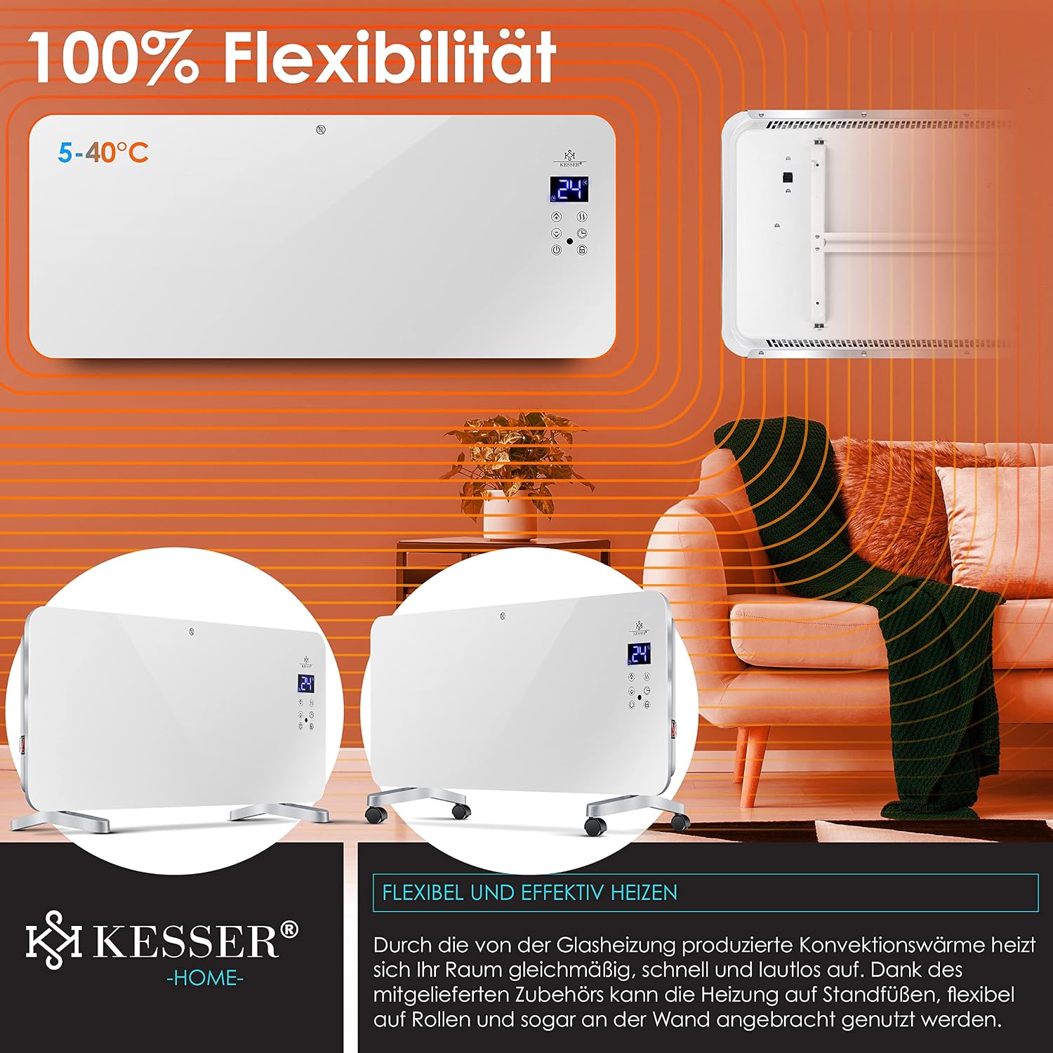 Detalle 2 de KESSER® Elektro Glasheizung 2000 W