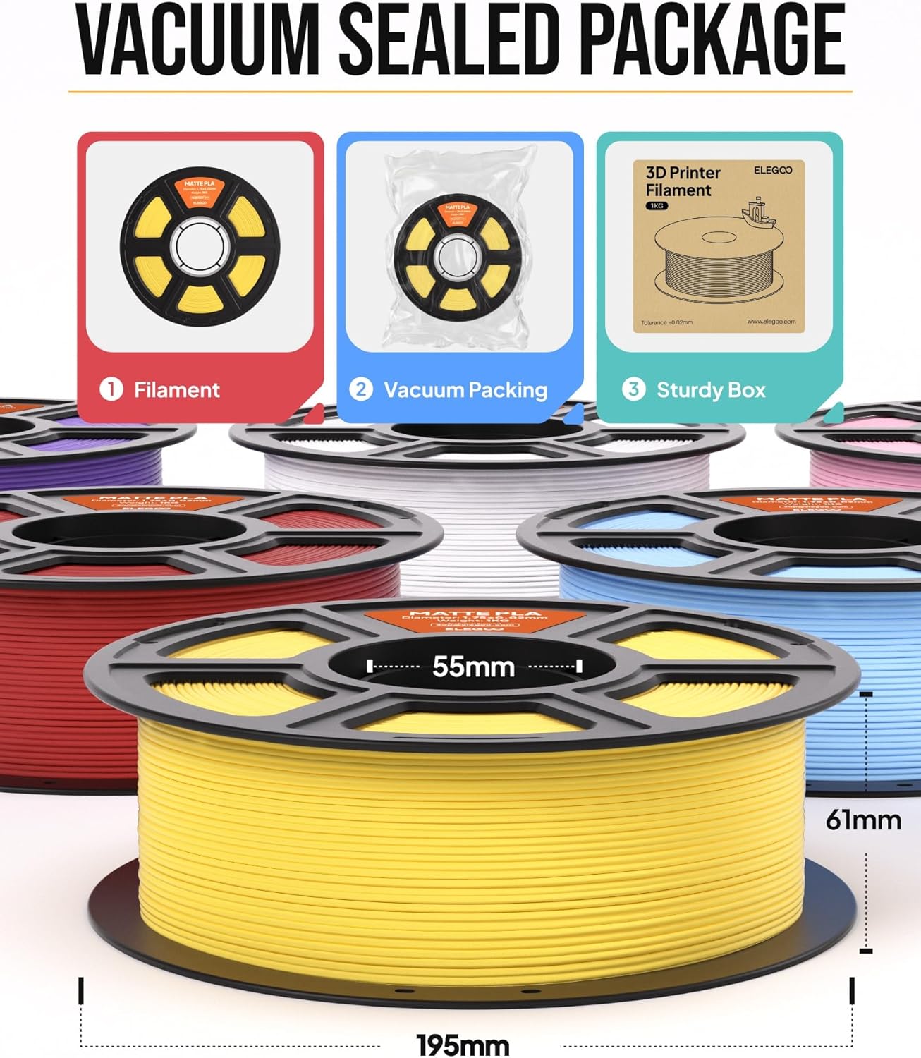 Thumbnail 5 de ELEGOO Matte PLA Filament 1kg 1.75mm