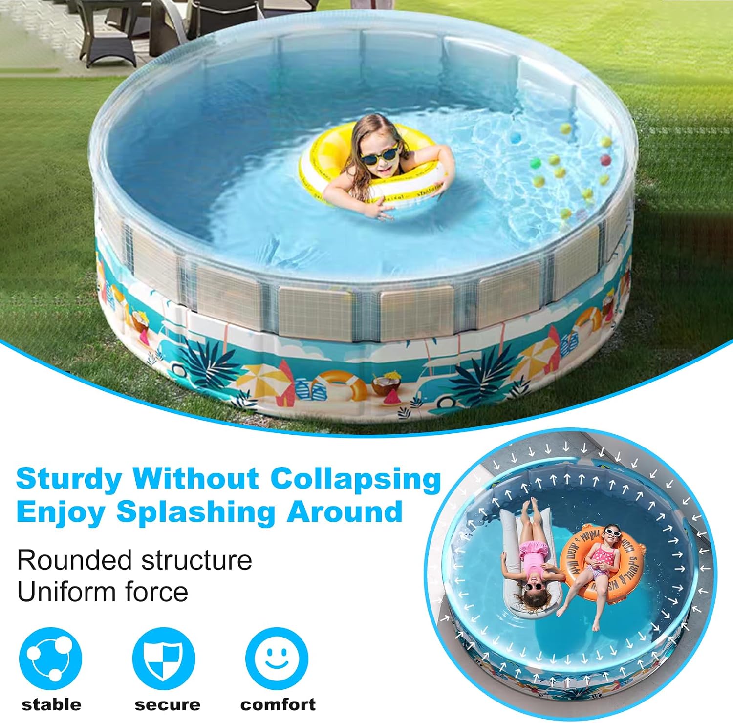 Thumbnail 4 de Foldable Swimming Pool for Kids 62.9" x 17.7" — Large, Portable, and Multi-Purpose