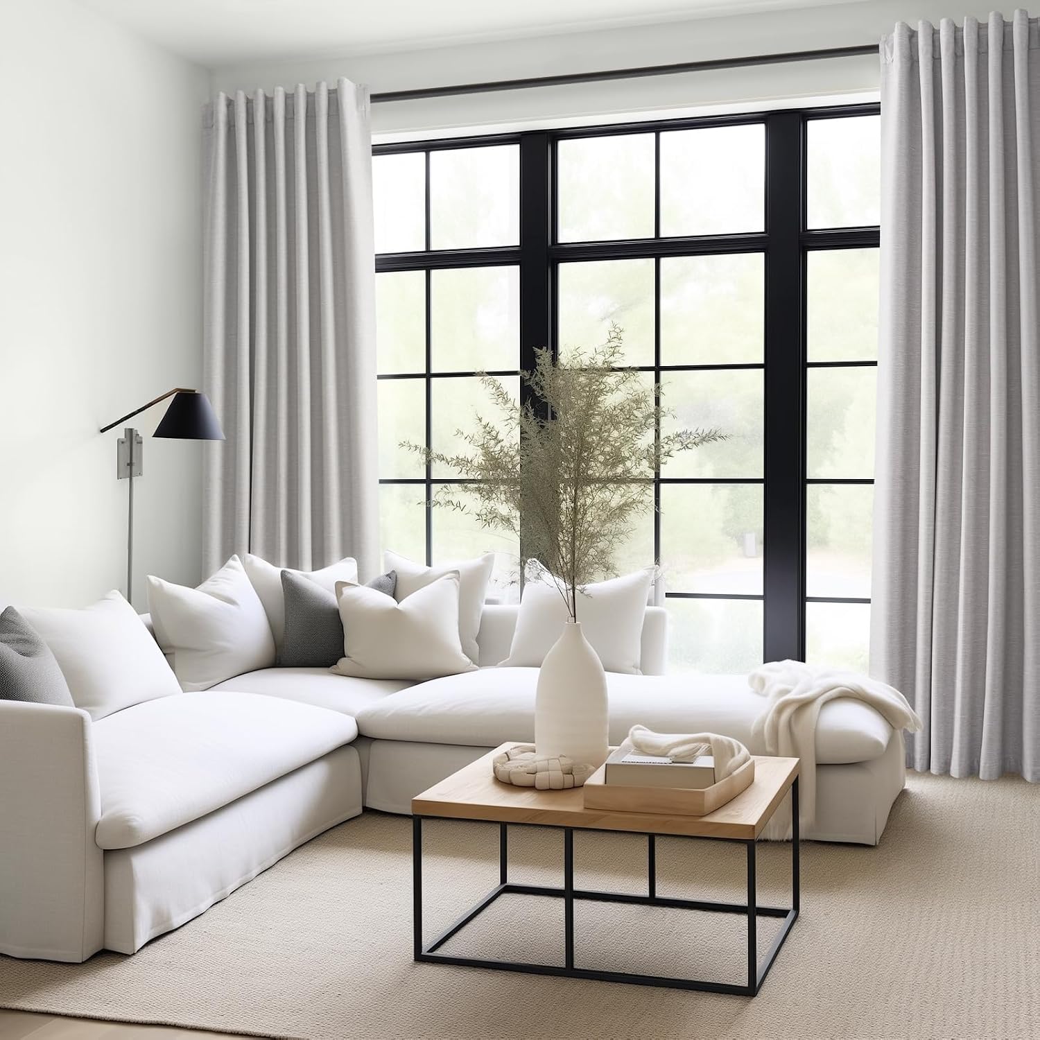 Thumbnail 1 de Topfinel 92-Inch Blackout Linen Curtains: 2 Panels, 52 x 92", Textured Linen with 100% Light Blocking
