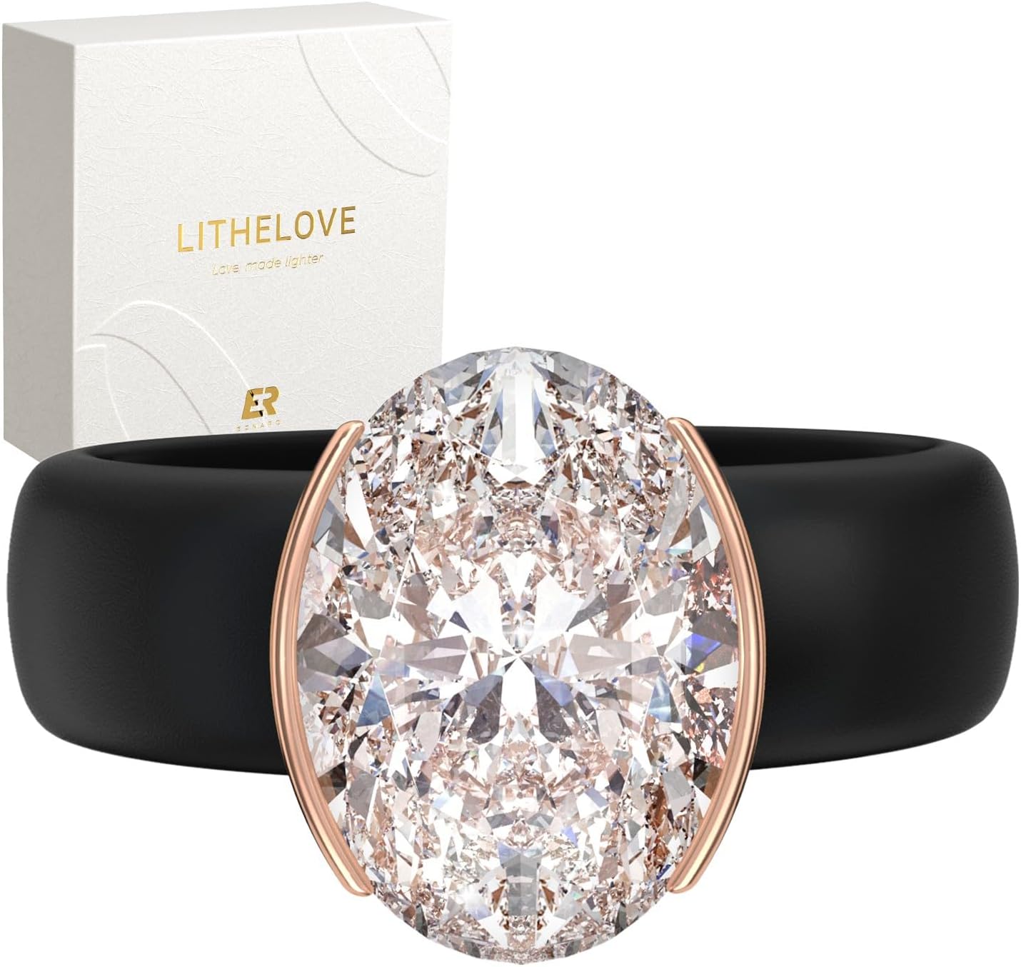 Detalle de Egnaro Silicone Promise Ring with 11x8 mm CZ