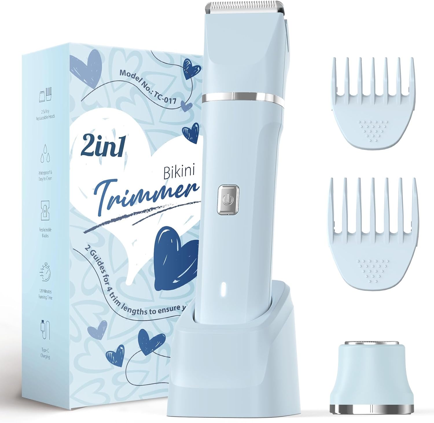 Detalle de Risina Bikini Trimmer for Women: Wet & Dry Body Hair Shaver with Dual Heads