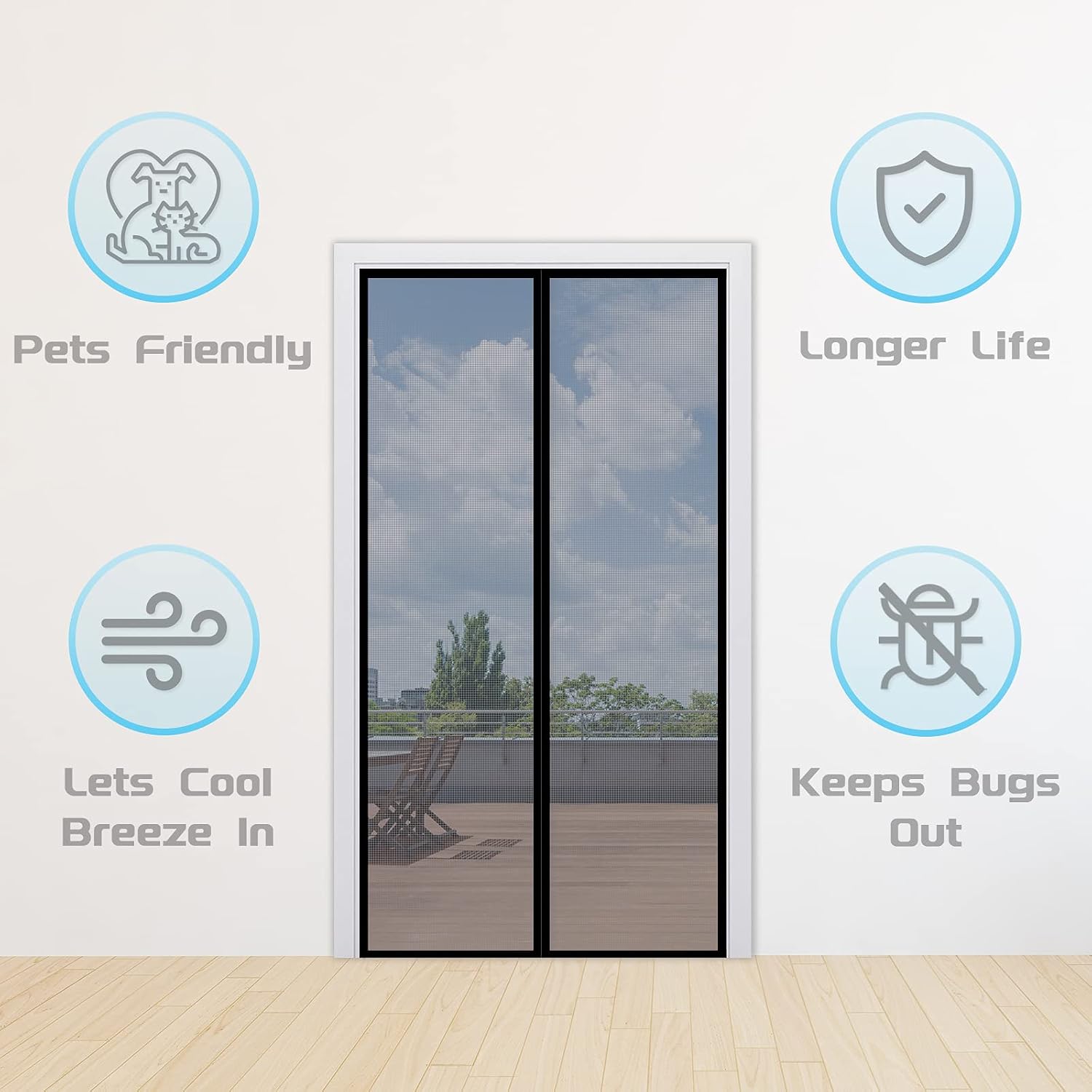 Detalle 2 de TheFitLife Magnetic Fly Screen for Doors (90x210cm) – Fibreglass Mesh with Auto-Snap Magnets