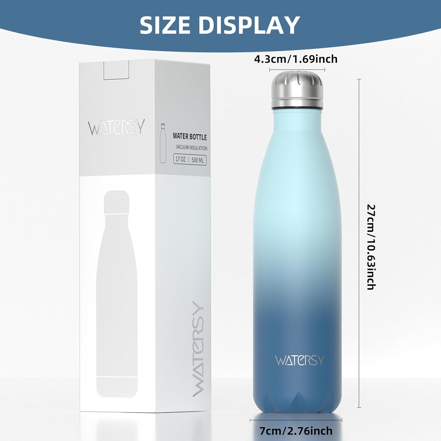 Thumbnail 6 de WATERSY 500ml Stainless Steel Insulated Water Bottle (Deux Blue) – Double Wall Vacuum Flask
