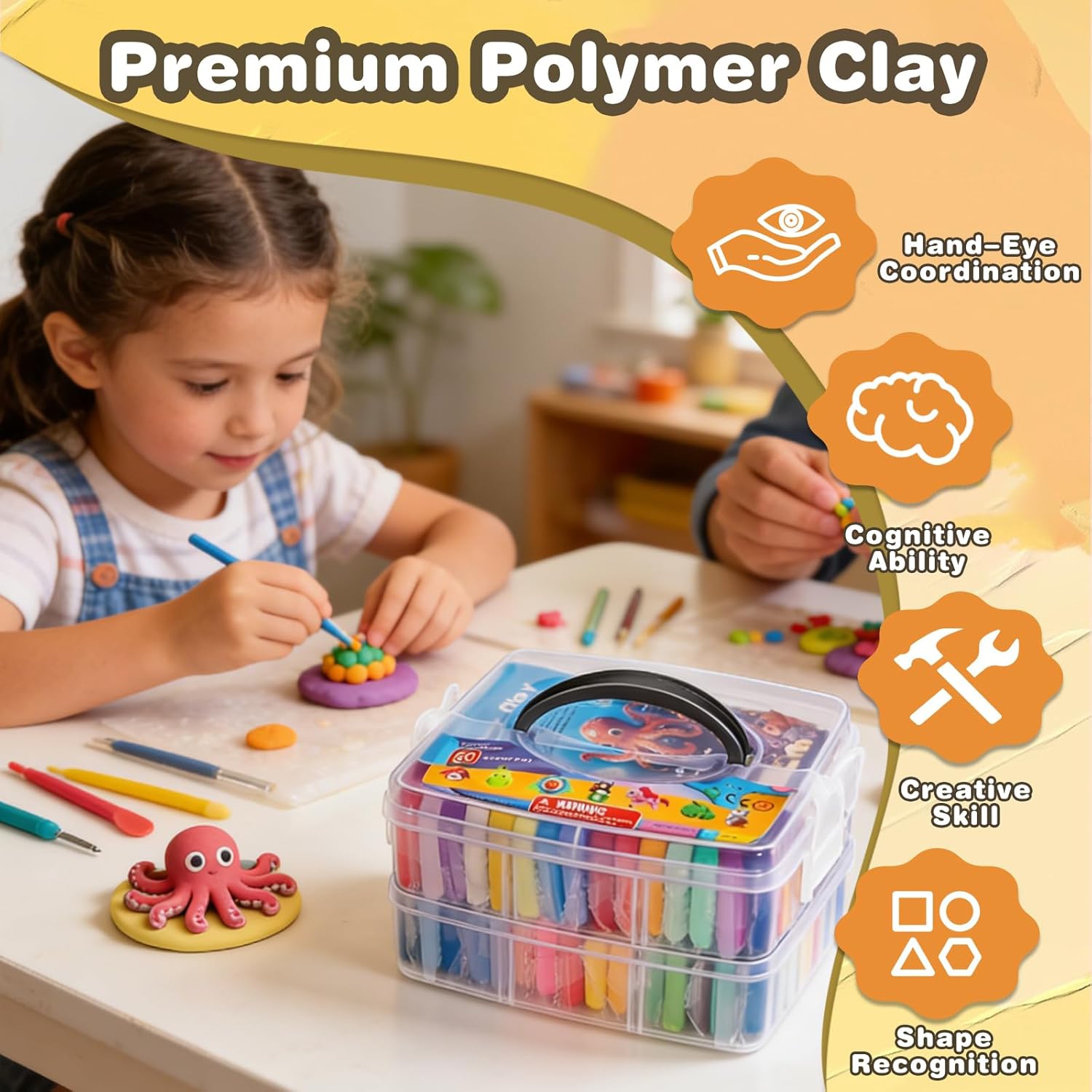 Thumbnail 6 de Ixiaoyoo Polymer Clay Set: 60 Colours plus 14 tools for Creative Sculpting