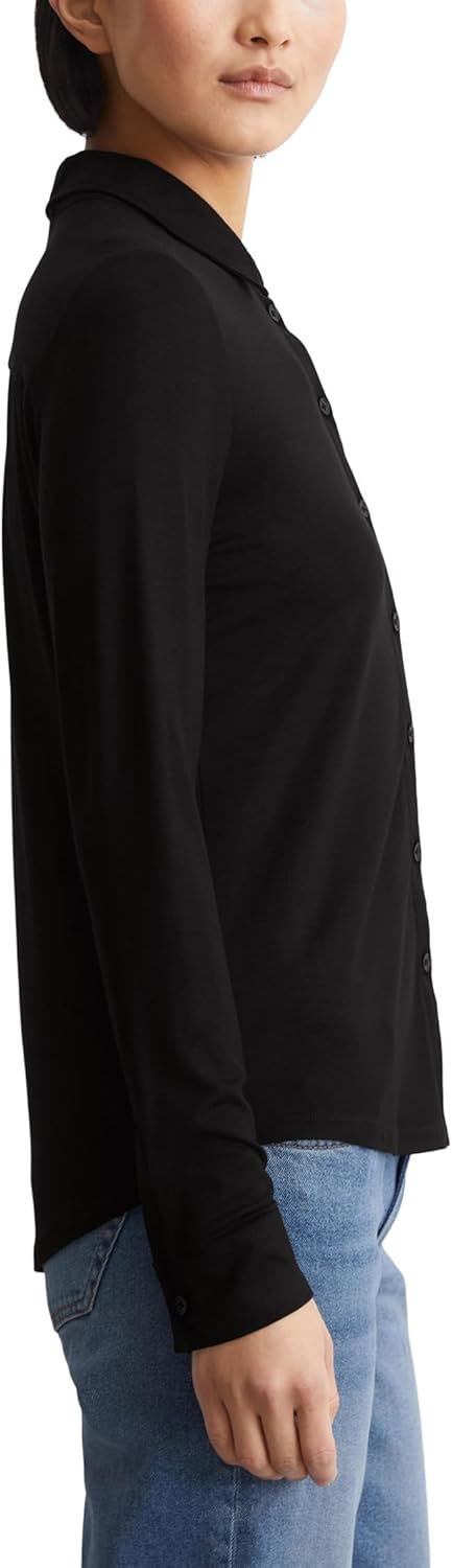 Thumbnail 1 de Marc O'Polo Damen Jerseybluse mit Stretch-Anteil und Spitzkragen