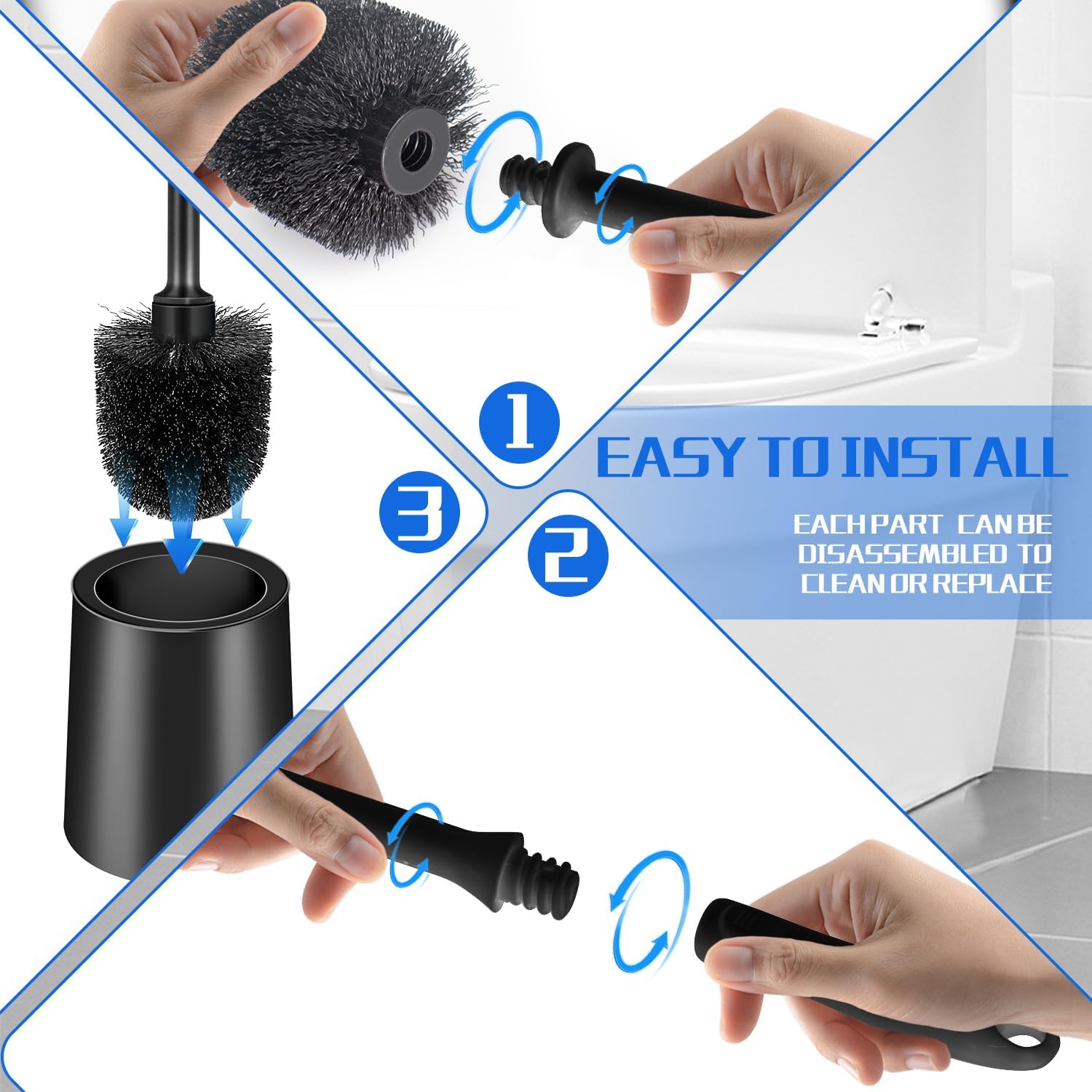 Thumbnail 6 de AONEZ 2-Pack Long-Handle Toilet Brush and Holder Set