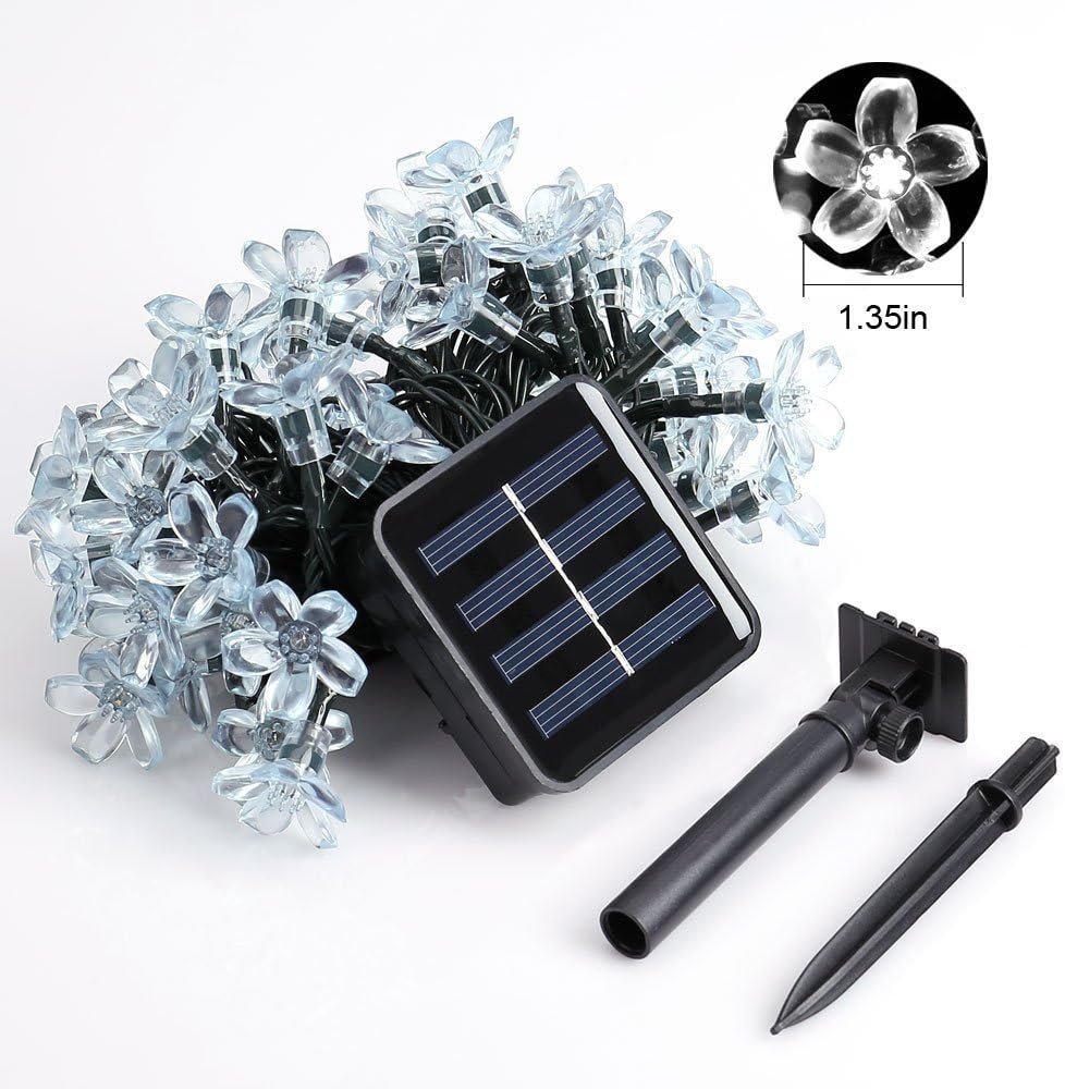 Thumbnail 6 de Qedertek Solar-Lichterkette außen 7 m mit 50 bunten Blüten-LEDs (IP65, 8 Modi, 800 mAh)