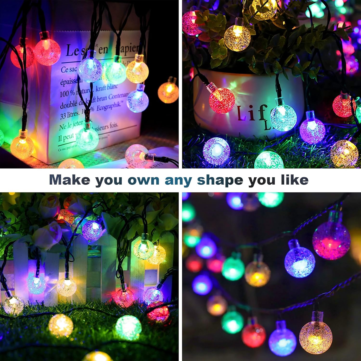 Thumbnail 4 de 60LED 6m Solar String Lights (20ft) with 8 Modes & 8-Hour Timer – Outdoor Garden, Patio, Camping & Wedding use