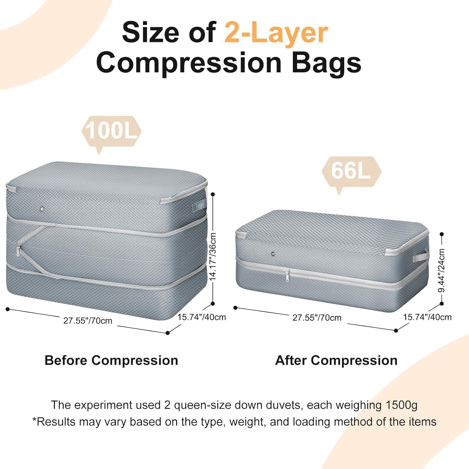 Detalle 2 de DIMJ SN302-LX2L Comforter Compression Storage Bags, Washable Nylon, 2-Pack