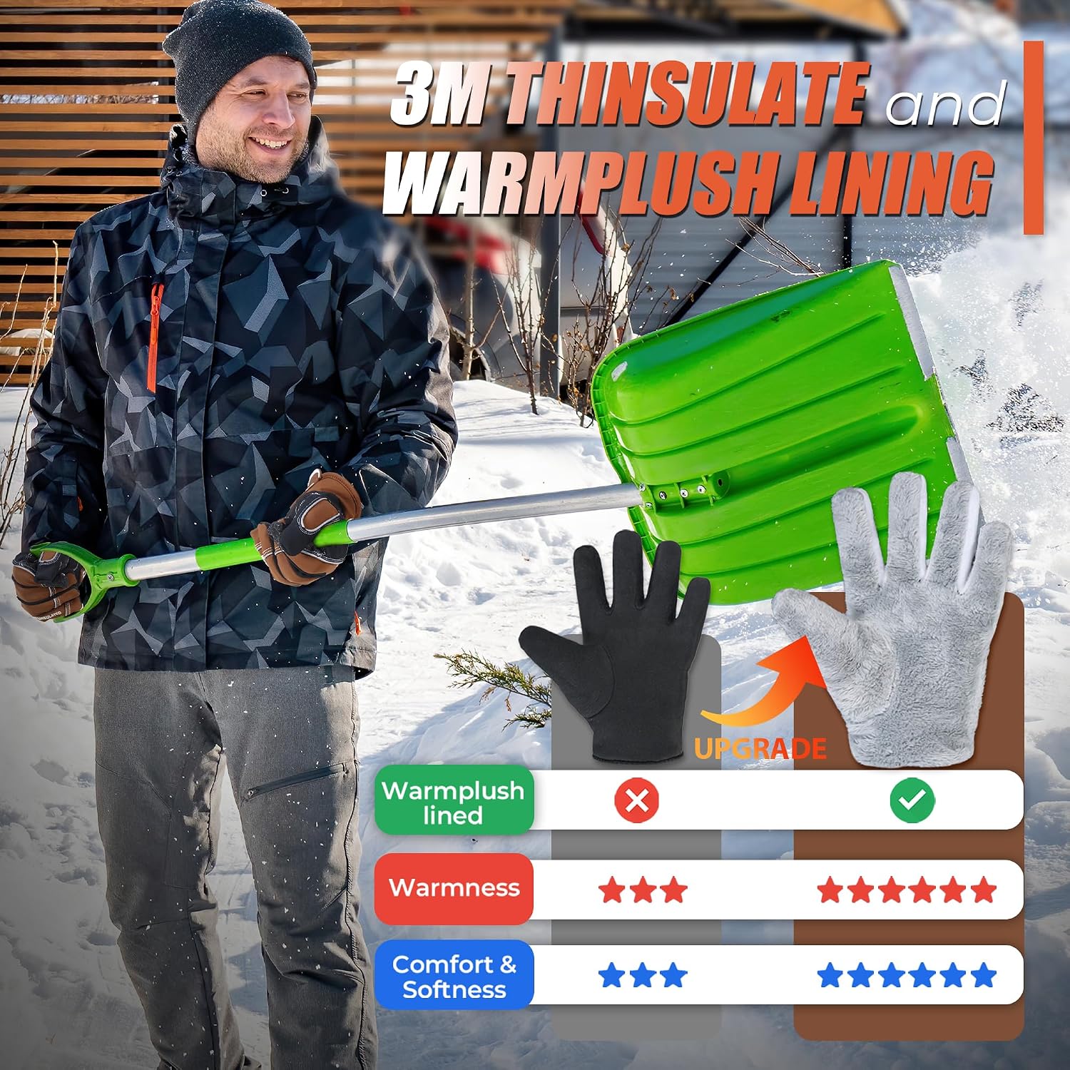 Detalle de HANDLANDY Winter Insulated Work Gloves, Medium Brown, 3M Thinsulate