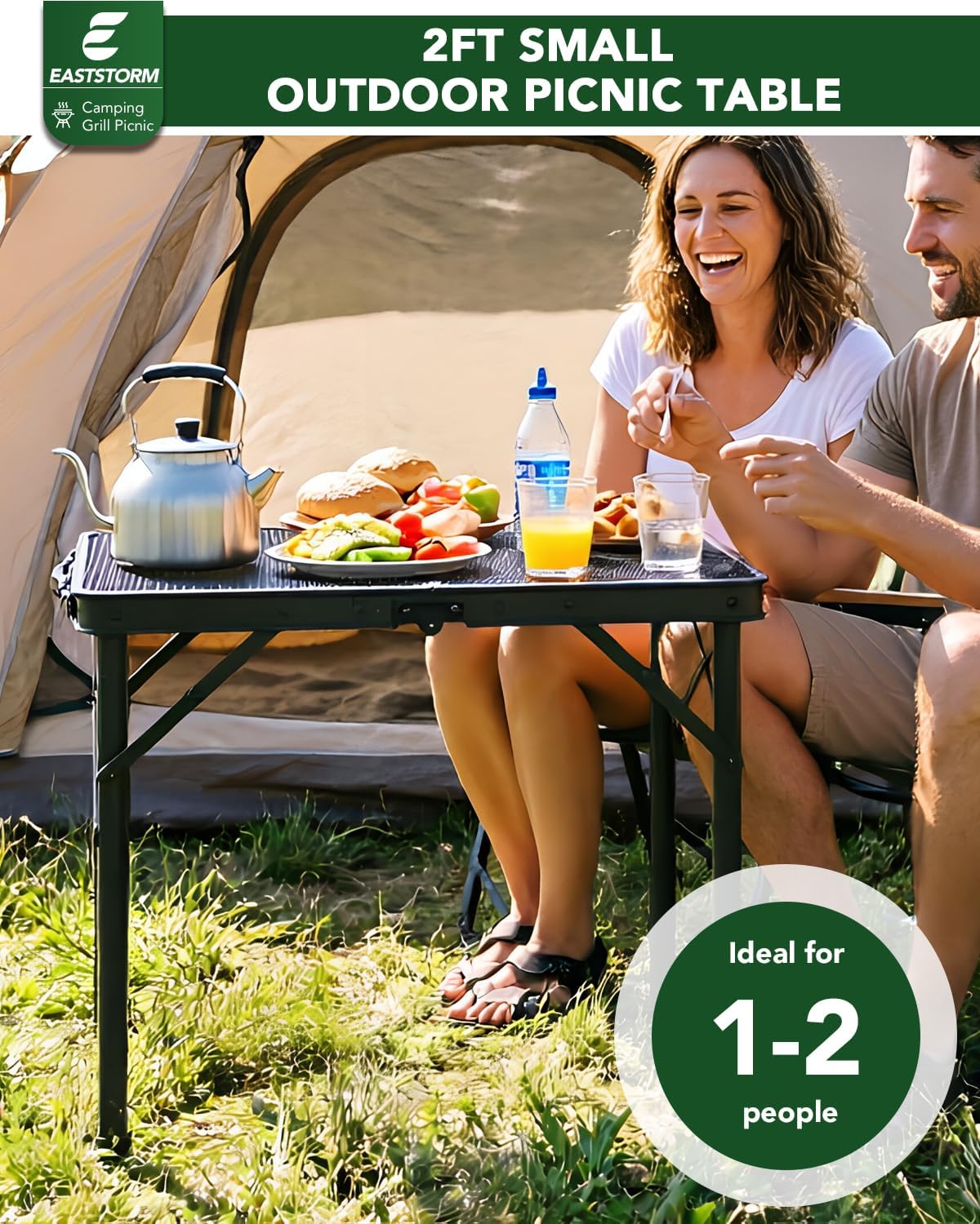 Thumbnail 3 de E EASTSTORM 2ft Portable Camping Table — 2-Height Folding Mesh Table for Outdoor Cooking