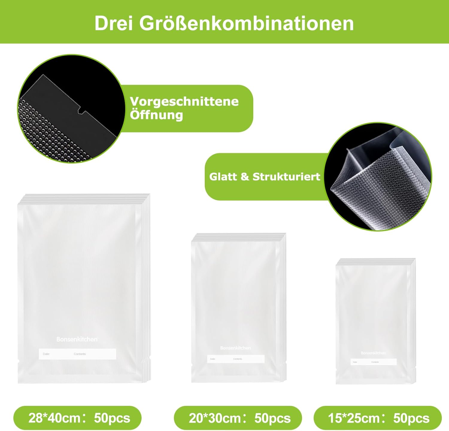 Detalle 2 de Bonsenkitchen Vakuumierbeutel 150 Stück