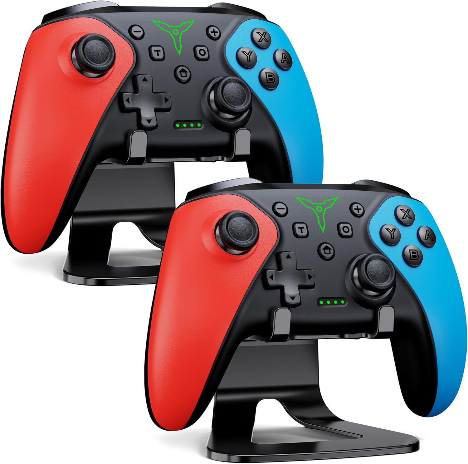 Detalle de 2pcs Wireless Switch Controllers with Stands – Pro Controller Style, Turbo, Back Buttons & 1000mAh Battery